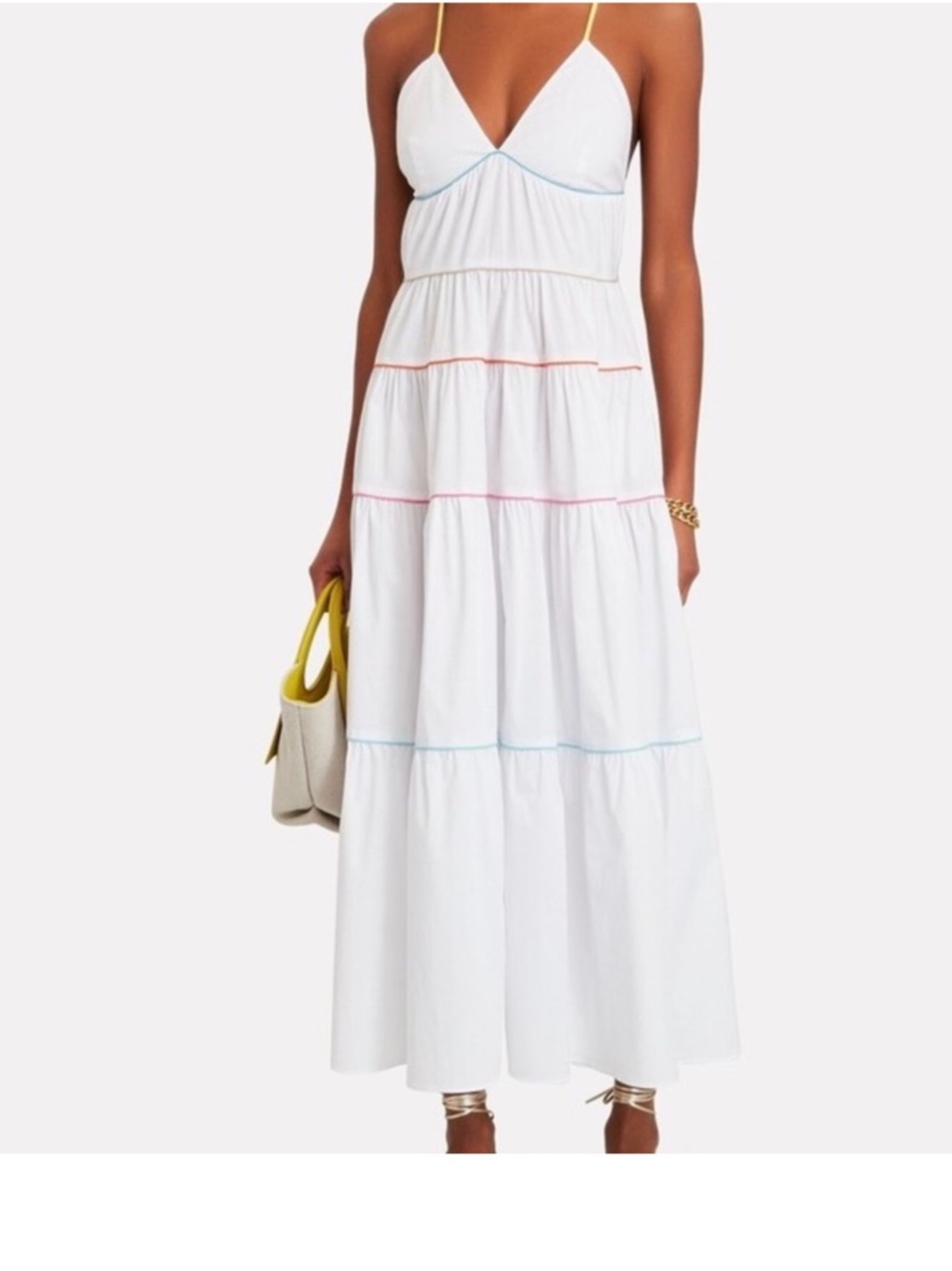 STAUD Cleo tiered poplin midi dress women’s XS